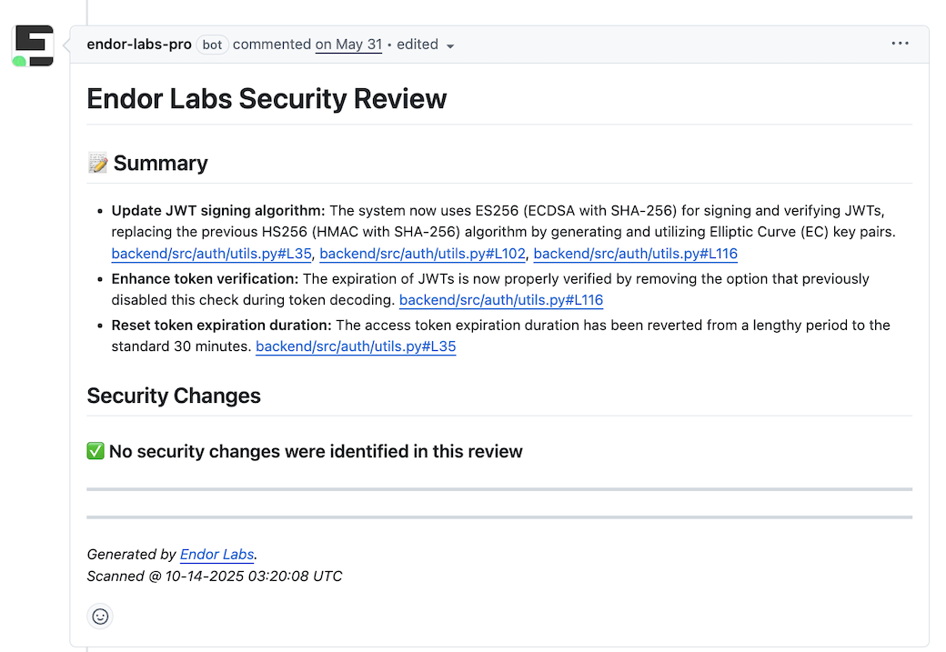 Example of AI security review