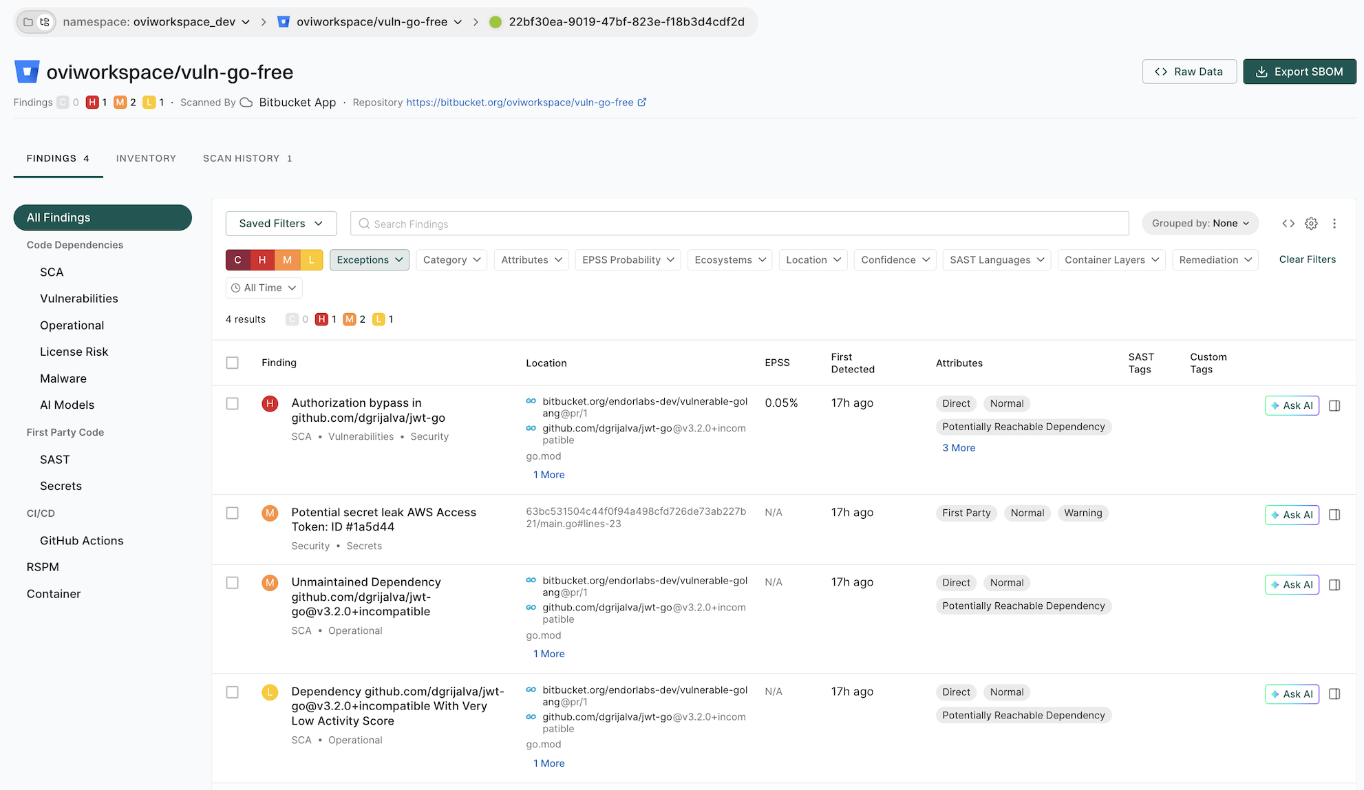 View PR scan findings in detail