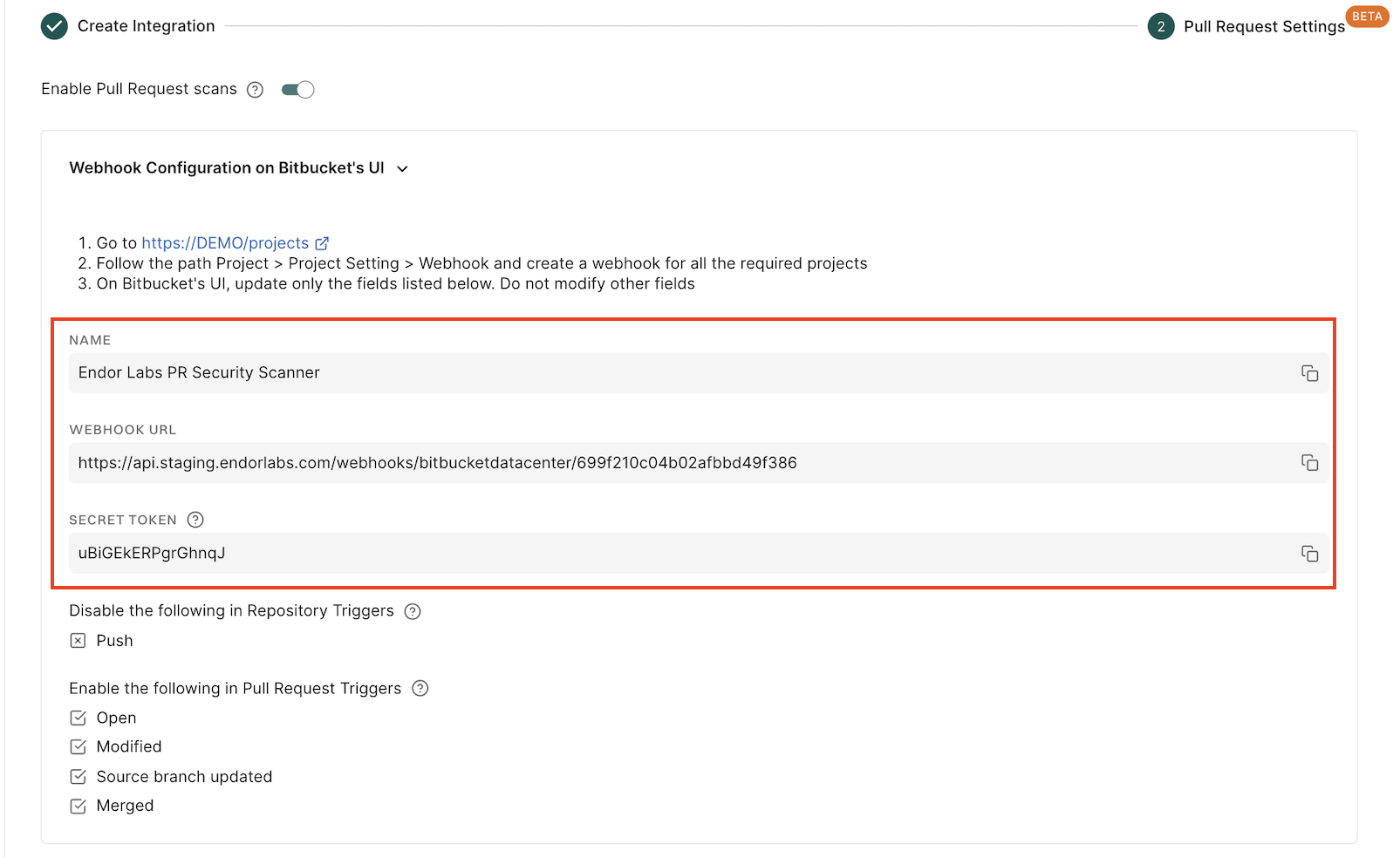 Webhook configuration