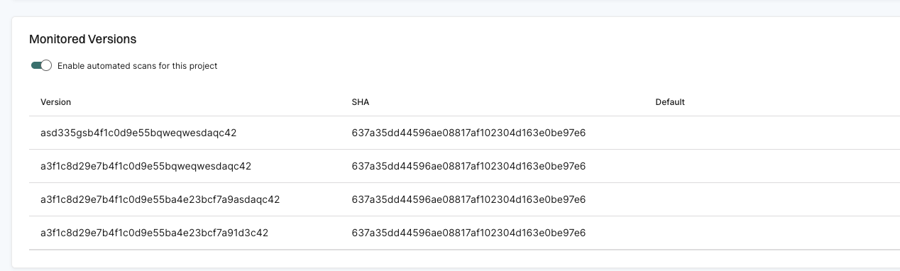 Project with multiple branch entries