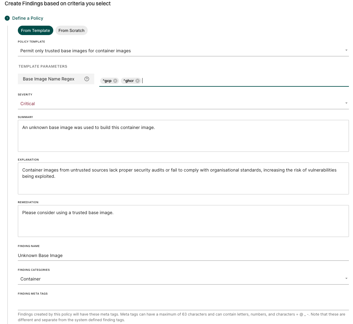 finding policy template