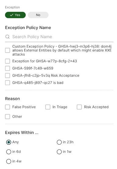 Exceptions as a filter