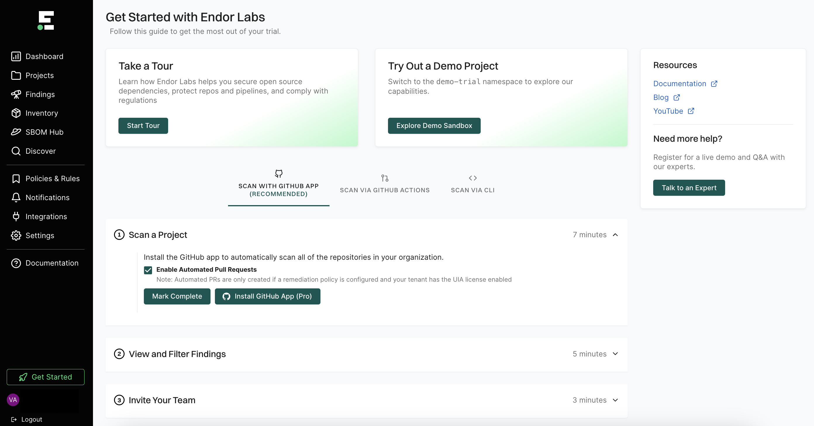 Get Started with Endor Labs