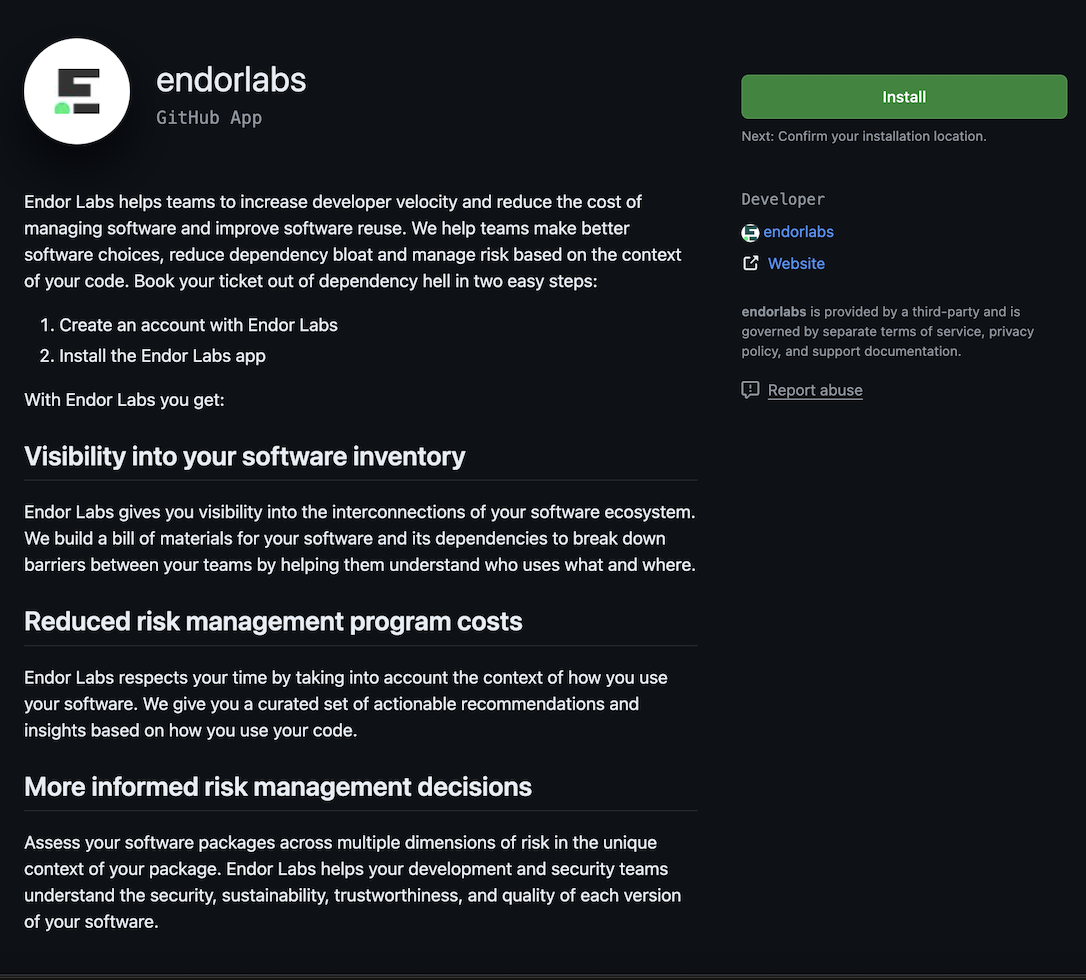 Endor Labs GitHub App