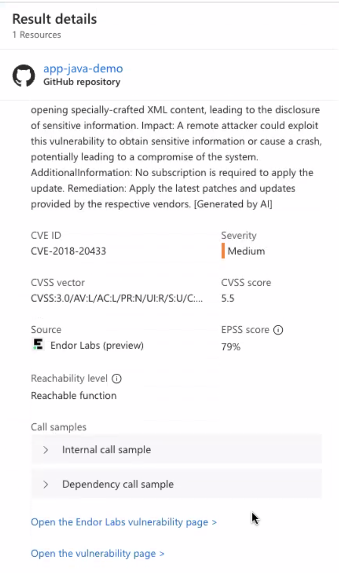 Defender for Cloud Result Details