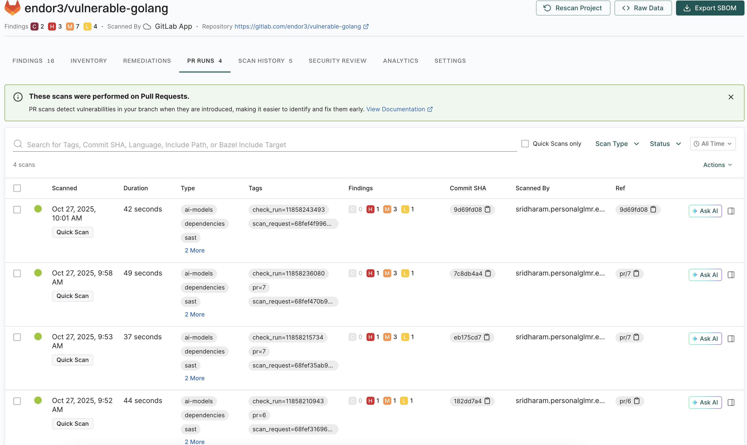 View MR scan findings