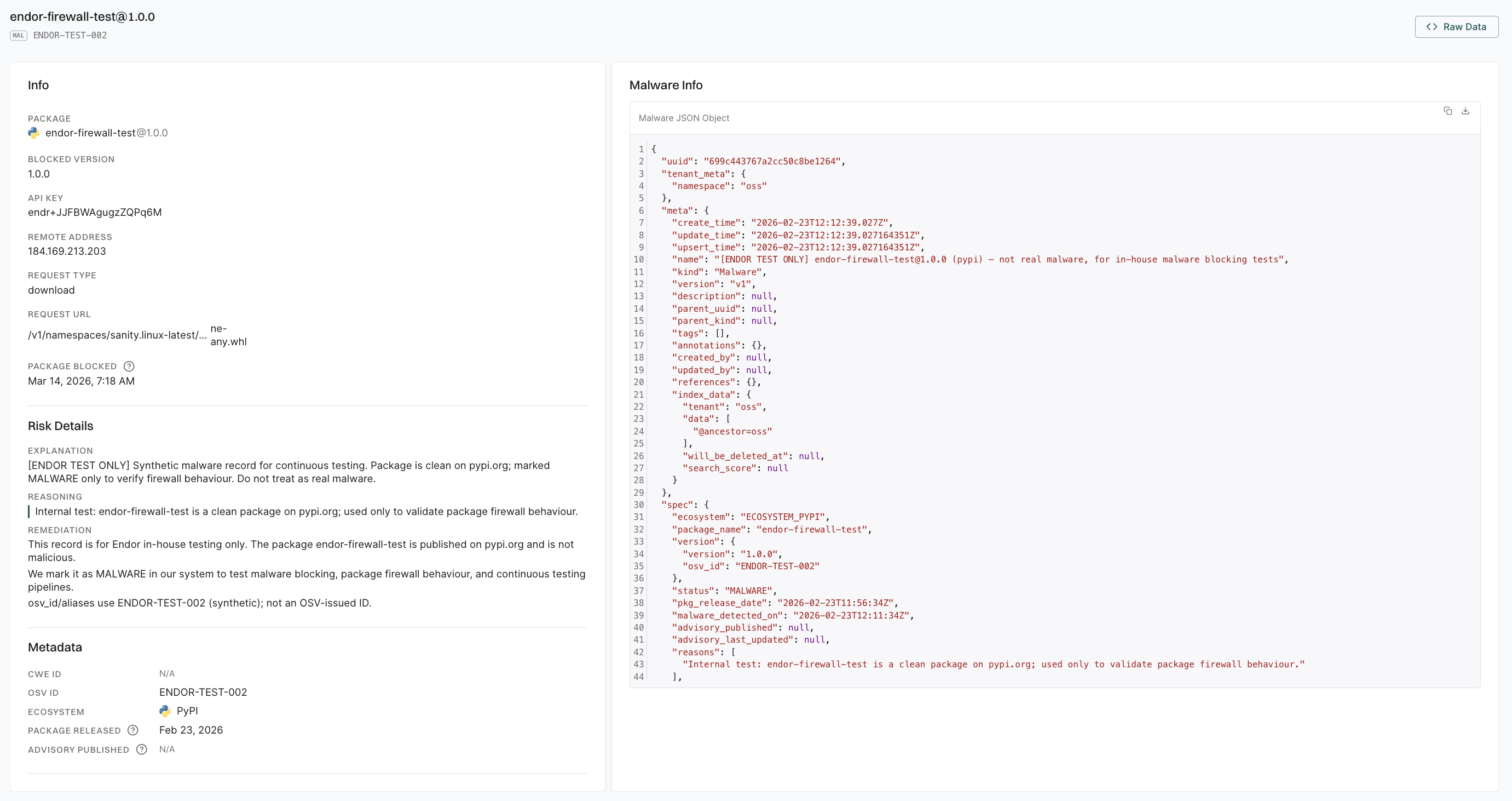 Package Firewall log