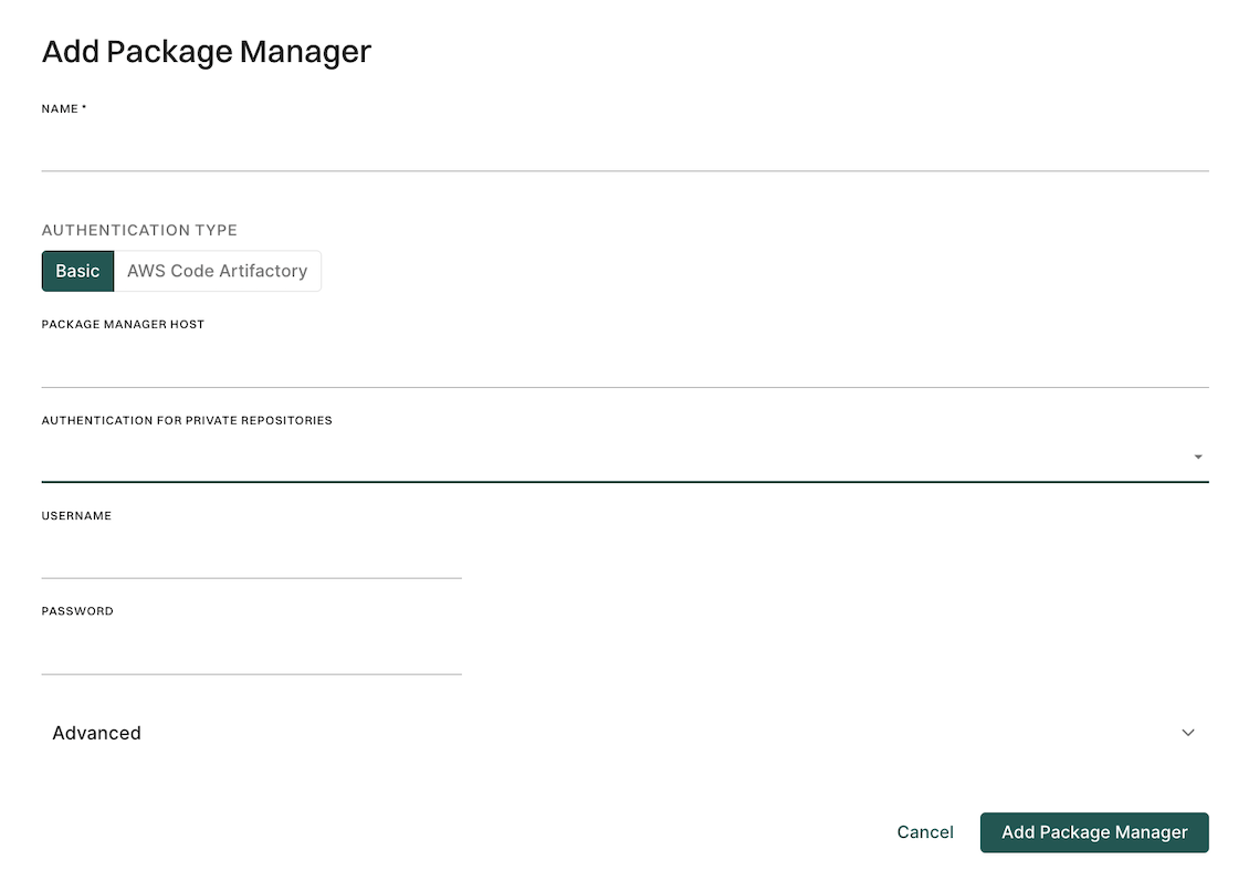 Basic Authentication for package manager integrations