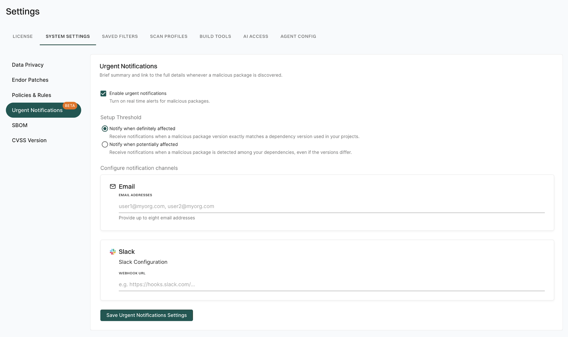 Urgent notifications