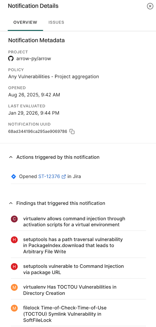 View details of notifications